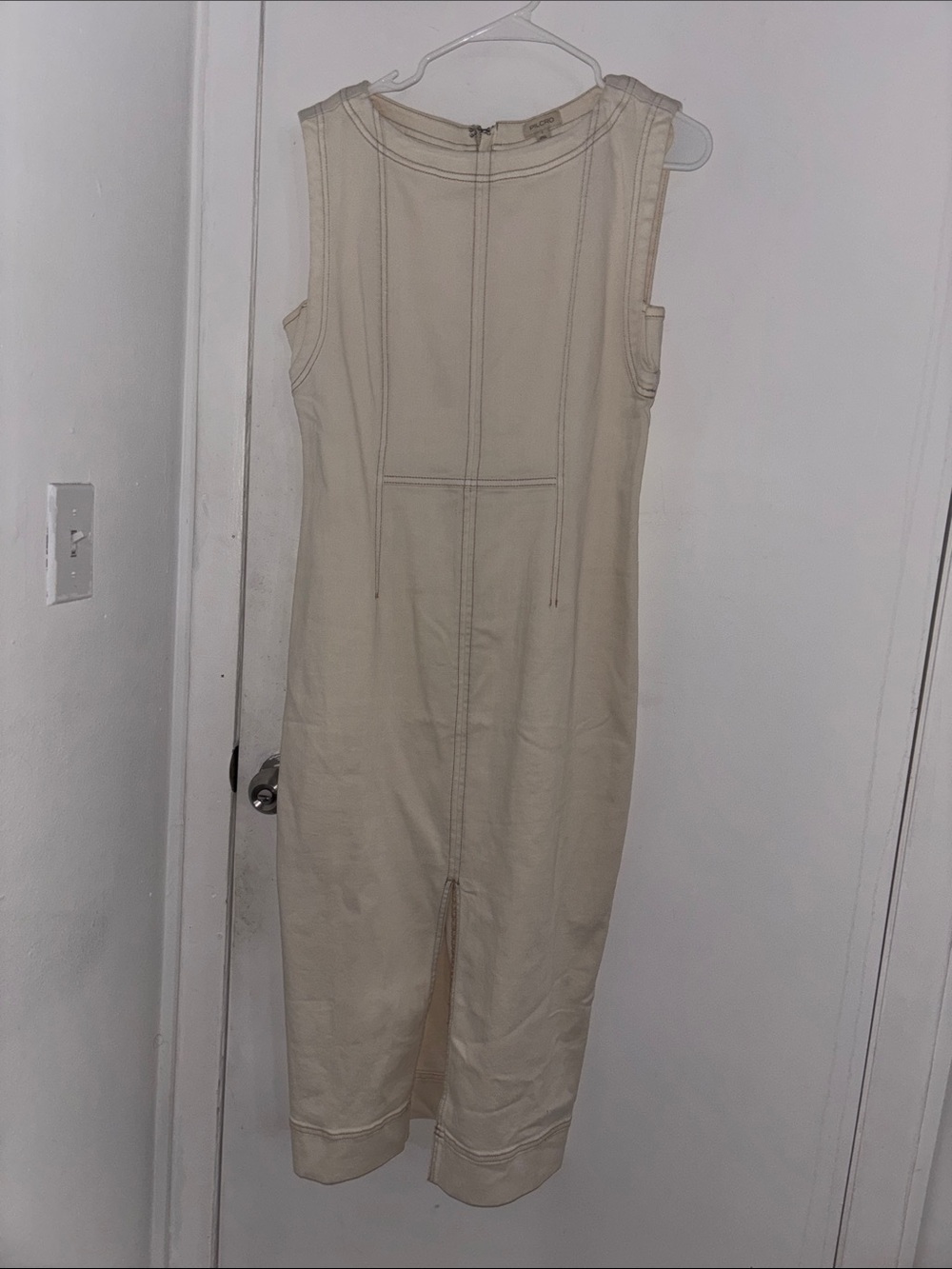 Pilcro Sleeveless Cream Midi Jumpsuit with Center Seam